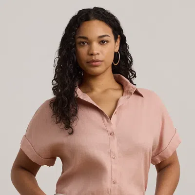 Lauren Woman Relaxed Fit Linen Short-sleeve Shirt In Sunrise Blush