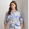 Lauren Woman Relaxed Fit Paisley Linen Shirt In White/blue