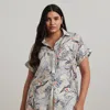 Lauren Woman Relaxed Fit Print Short-sleeve Shirt In Cream Multi