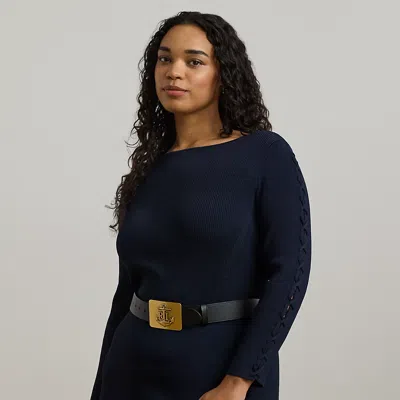 Lauren Woman Rib-knit Boatneck Sweater In Lauren Navy