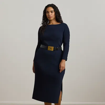 Lauren Woman Rib-knit Pencil Midi Skirt In Lauren Navy