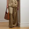Lauren Woman Satin Charmeuse Wide-leg Pant In Madison Tan