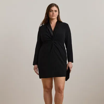 Lauren Woman Satin-trim Crepe Cocktail Dress In Black