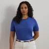 Lauren Woman Short-sleeve Sweater In Blue Lapis