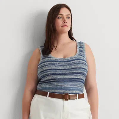Lauren Woman Striped Linen-cotton Sweater Tank Top In Multi