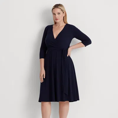 Lauren Woman Surplice Jersey Dress In Lighthouse Navy