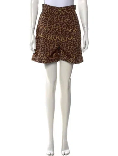 Pre-owned Laurence Bras Animal Print Mini Shorts In Brown