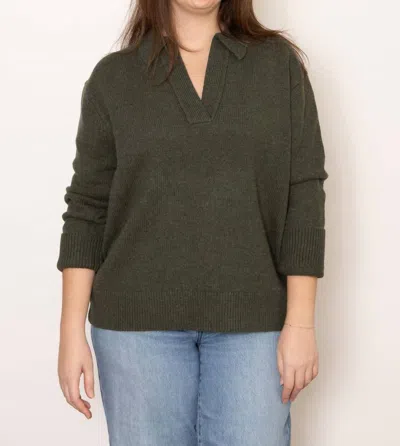 Laurence Bras Colonel Pullover V Neck Sweater In Green In Brown