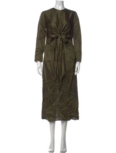 Pre-owned Laurence Bras Crew Neck Long Dress In Green