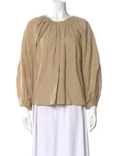 Pre-owned Laurence Bras Crew Neck Long Sleeve Blouse In Neutral
