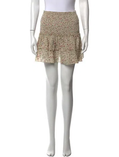 Pre-owned Laurence Bras Floral Print Mini Skirt In Neutrals