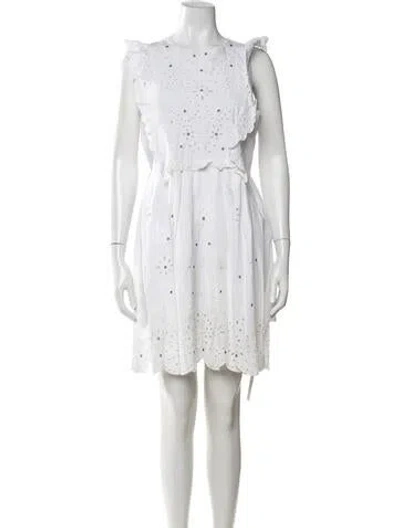 Pre-owned Laurence Bras Lace Pattern Mini Dress In White