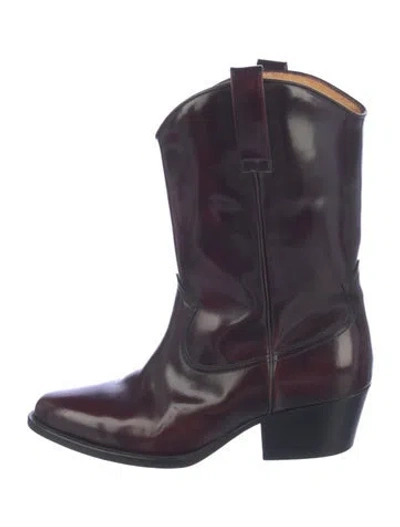 Pre-owned Laurence Bras Leather Western Boots In Purple