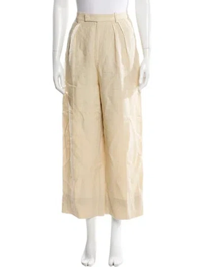 Pre-owned Laurence Bras Linen Wide Leg Pants In Neutral