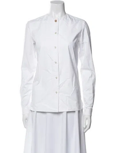 Pre-owned Laurence Bras Long Sleeve Button-up Top In Blue