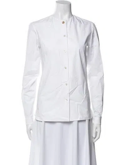 Pre-owned Laurence Bras Long Sleeve Button-up Top In White