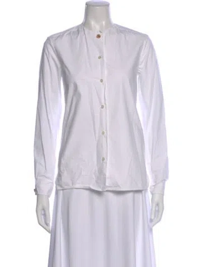 Pre-owned Laurence Bras Long Sleeve Button-up Top In White