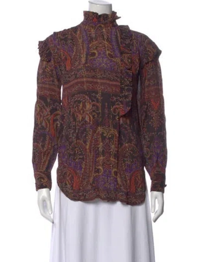 Pre-owned Laurence Bras Paisley Print Long Sleeve Blouse In Multi