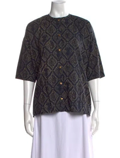 Pre-owned Laurence Bras Patterned Crew Neck Top W/ Tags In Blue