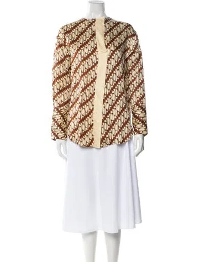 Pre-owned Laurence Bras Patterned Long Sleeve Blouse In Multi