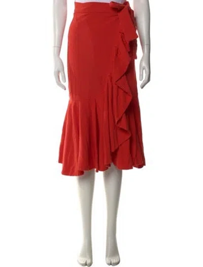 Pre-owned Laurence Bras Ruffle Embellishment Midi Length Skirt In Orange