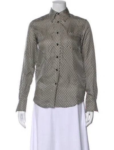 Pre-owned Laurence Bras Silk Polka Dot Print Button-up Top In Multi