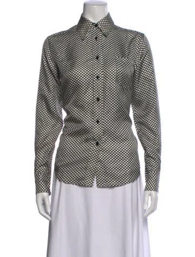 Pre-owned Laurence Bras Silk Polka Dot Print Button-up Top In Multicolor