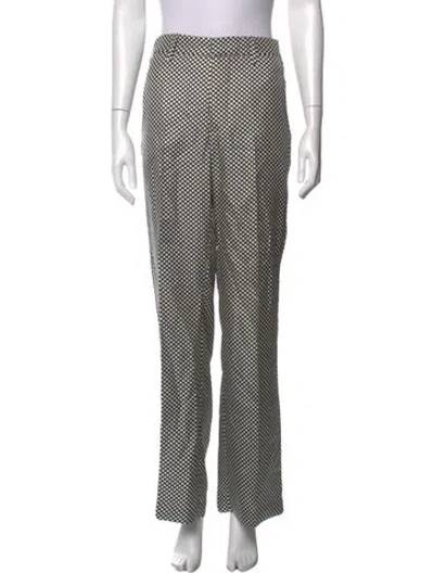 Pre-owned Laurence Bras Silk Straight Leg Pants In Multicolor