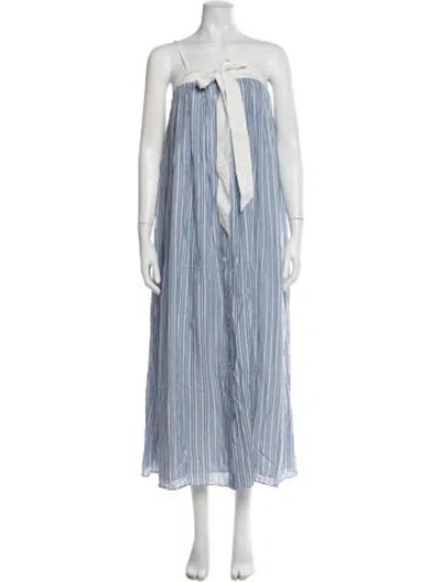 Pre-owned Laurence Bras Striped Midi Length Dress In Blue