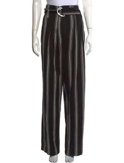 Pre-owned Laurence Bras Striped Wide Leg Pants In Black