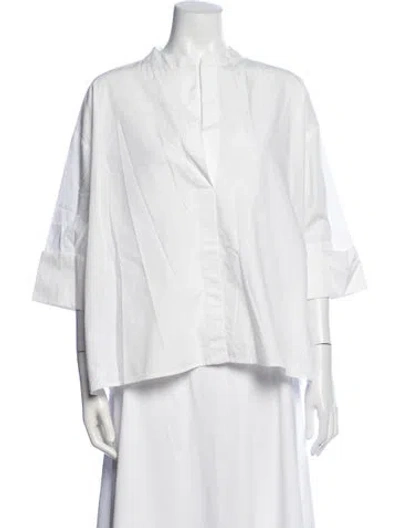 Pre-owned Laurence Bras Three-quarter Sleeve Blouse In White
