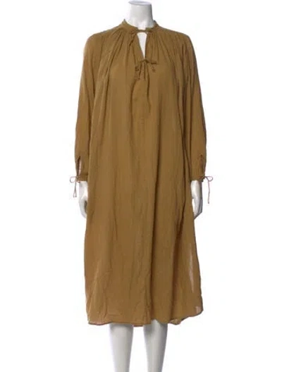 Pre-owned Laurence Bras Tie Neck Midi Length Dress In Neutral