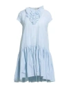 Laurence Bras Woman Mini Dress Sky Blue Size 6 Cotton In Blue