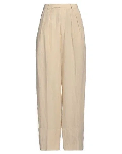 Laurence Bras Woman Pants Ivory Size 6 Linen In Brown