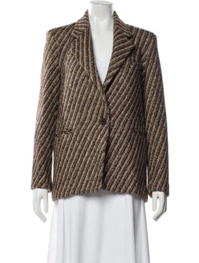 Pre-owned Laurence Bras Wool Striped Blazer In Brown