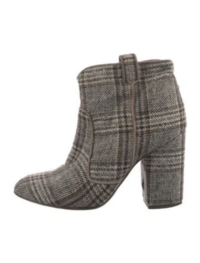 Pre-owned Laurence Dacade Canvas Plaid Print Boots In Gray