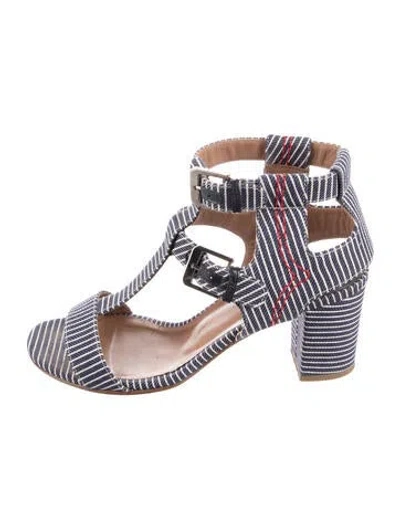 Pre-owned Laurence Dacade Canvas Striped Sandals In Blue