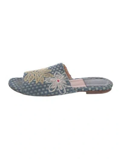Pre-owned Laurence Dacade Denim Printed Slides In Blue