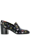 Laurence Dacade Floral-print Leather Loafers In Black