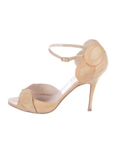 Pre-owned Laurence Dacade Leather Animal Print Sandals In Neutral