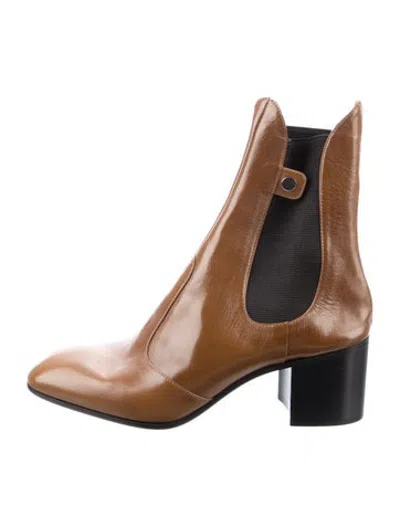Pre-owned Laurence Dacade Leather Colorblock Pattern Chelsea Boots In Brown