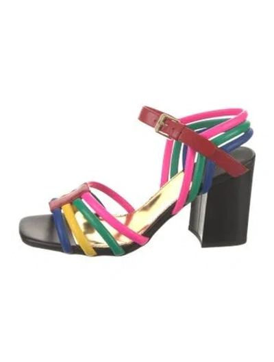 Pre-owned Laurence Dacade Leather Colorblock Pattern Sandals In Multicolor
