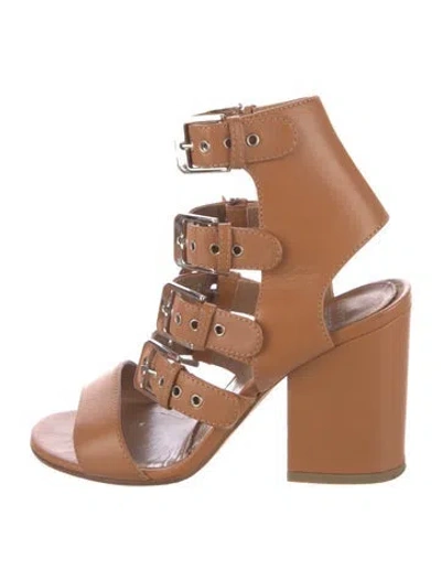 Pre-owned Laurence Dacade Leather Cutout Accent Gladiator Sandals In Brown