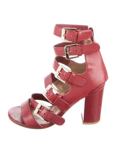 Pre-owned Laurence Dacade Leather Gladiator Sandals In Red
