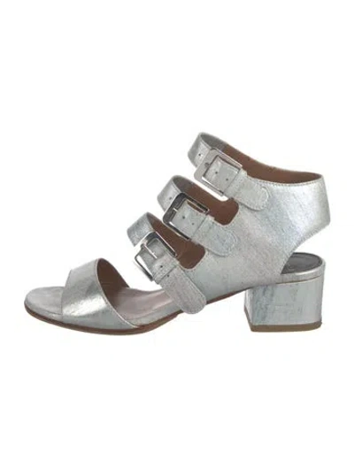 Pre-owned Laurence Dacade Leather Glitter Accents Sandals In Grey
