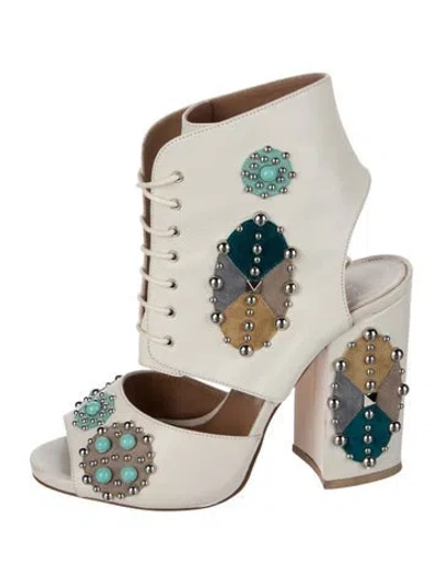 Pre-owned Laurence Dacade Leather Graphic Print Boots In Neutral