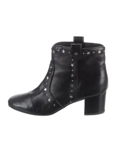 Pre-owned Laurence Dacade Leather Graphic Print Western Boots In Black