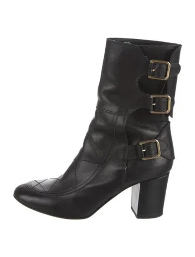 Pre-owned Laurence Dacade Leather Moto Boots In Black