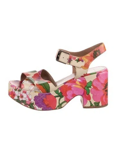 Pre-owned Laurence Dacade Leather Printed Sandals In Neutral