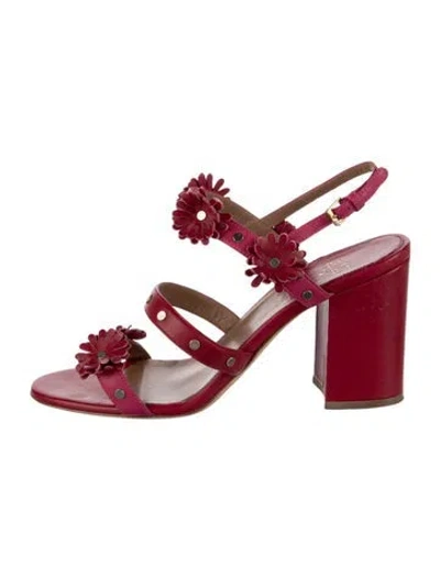 Pre-owned Laurence Dacade Leather Slingback Sandals In Red